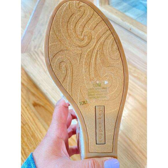 Copper Key Waterlily Ankle Strap Metallic Mermaid Espadrille Platform Wedges 10 - Picture 11 of 12